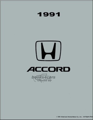 view cover of 1991 Shop Service Repair Manual by Honda for Accord