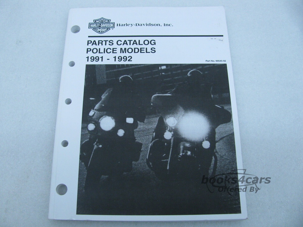view cover of 1991 Harley Police Models Parts Catalog Manual by Harley Davidson