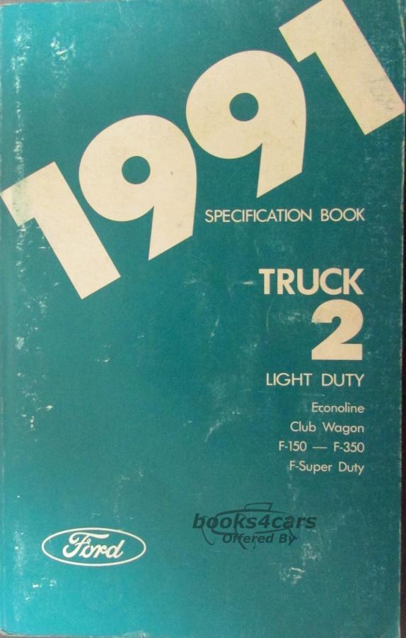 view cover of 1991 Lt. Duty Truck Service Specifications Booklet by Ford for Econoline Club Wagon Bronco & F-Series