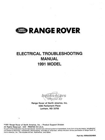 view cover of 1991 Range Rover Electrical Troubleshooting Manual by Land Rover