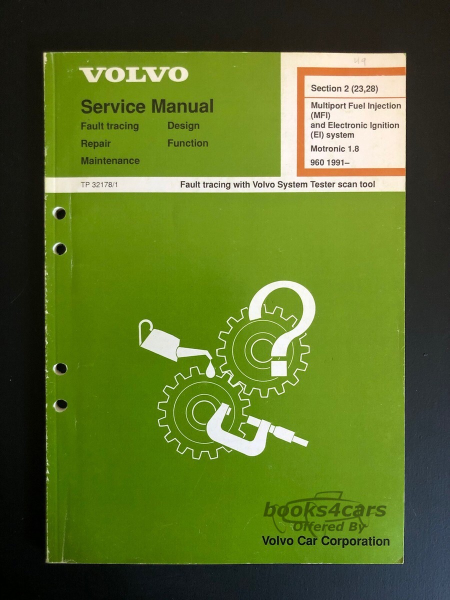 view cover of 1991-1992 960 Motronic 1.8 fuel injection system Shop Manual by Volvo 60 pgs
