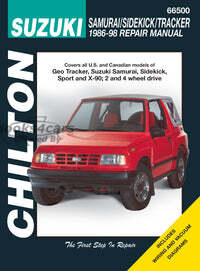 view cover of 1986-1998 Samurai Sidekick Tracker X90 Large Format shop service Repair Manual for Geo & Suzuki by Chiltons 2 & 4 wheel drive
