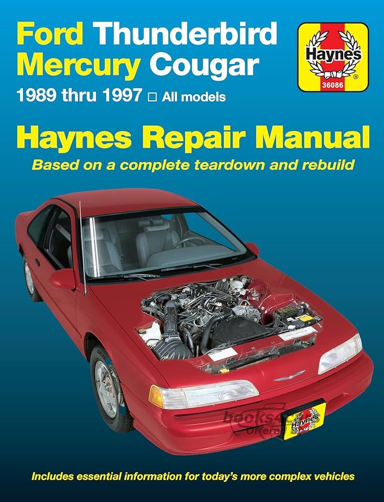 view cover of 1989-1997 T-Bird Cougar all models shop service repair manual by Haynes for Ford Thunderbird & Mercury Cougar
