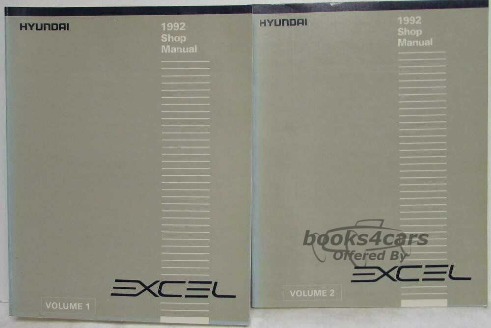 view cover of 1992 Excel Shop Manual by Hyundai, 2 volume set