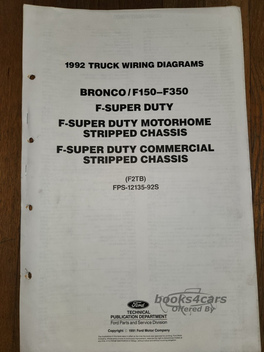 view cover of 1992 F150 F250 F350 Bronco Super Duty wiring diagrams by Ford