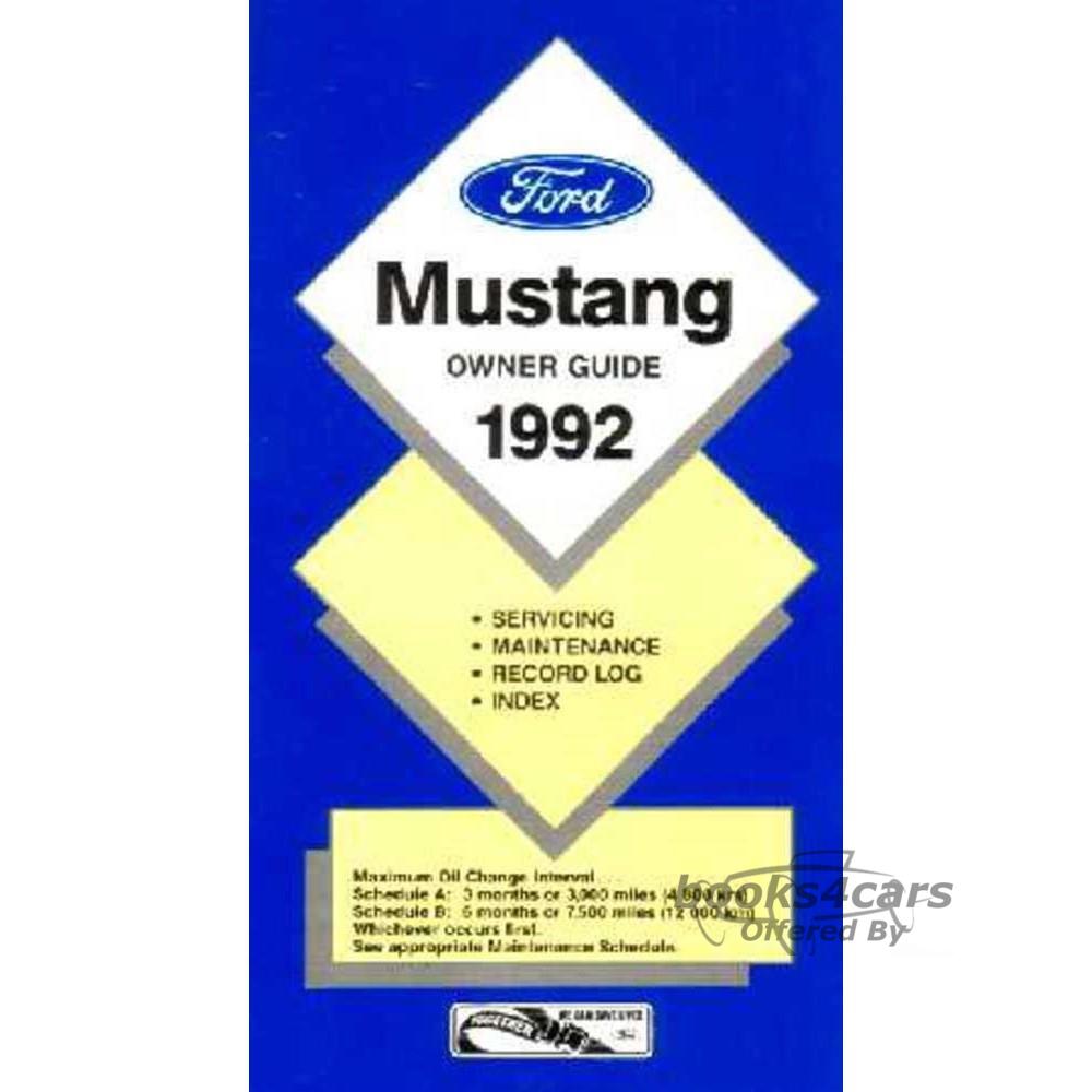 view cover of 1992 Mustang owners manual by Ford