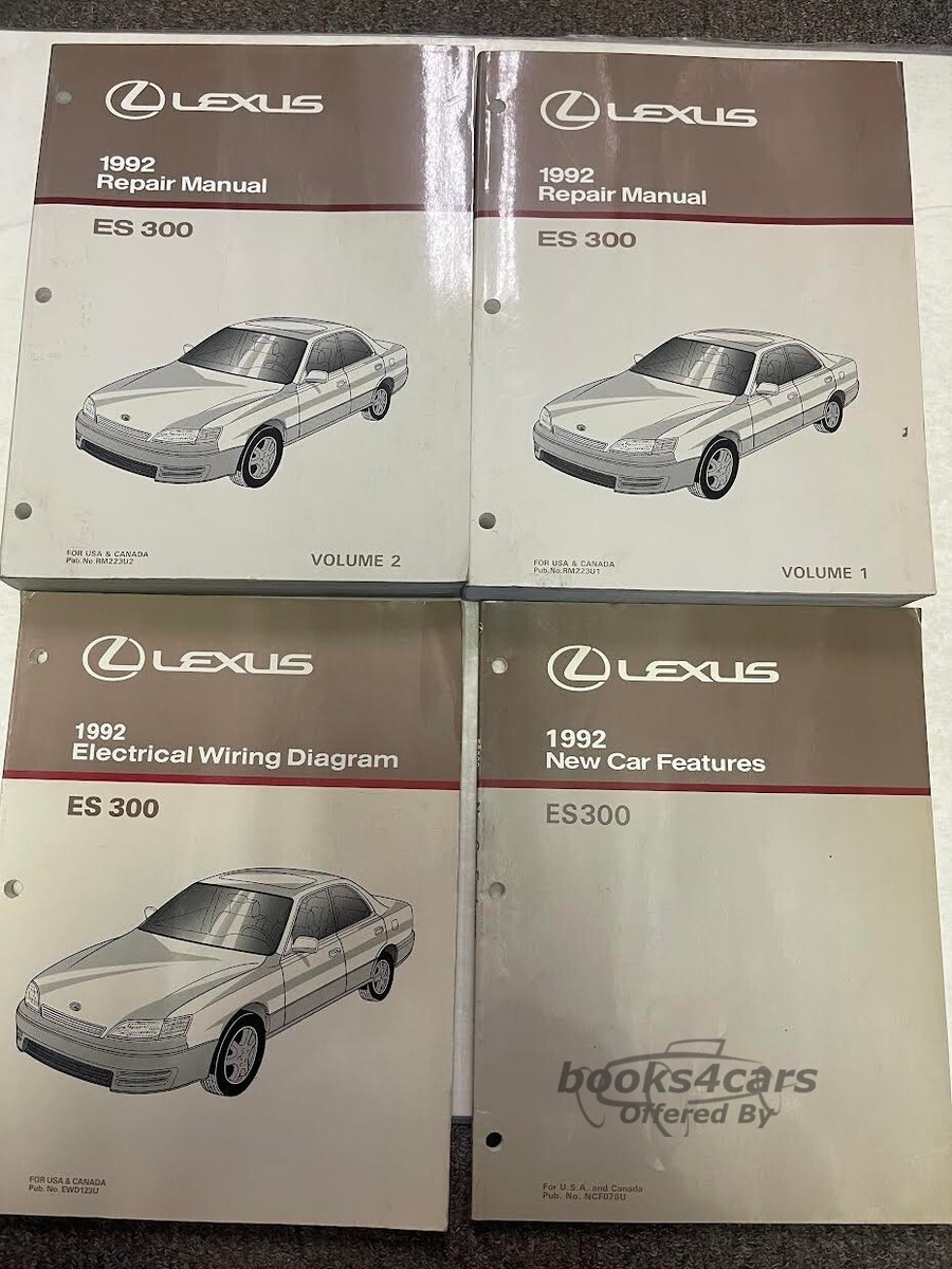 view cover of 1992 ES300 Shop Service Repair Manual 2-volume set by Lexus Vol#1 covers engine & transmission Vol #2 covers chassis body & electrical