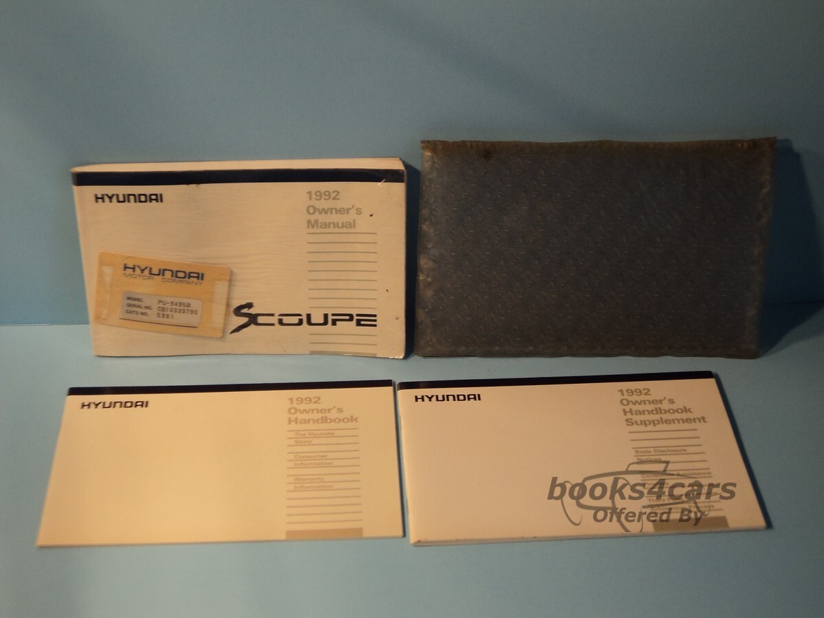 view cover of 1992 Scoupe Owners Manual by Hyundai