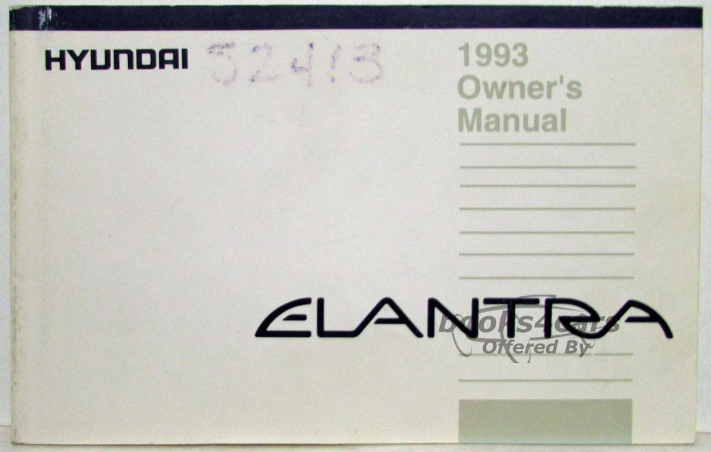 view cover of 1993 Elantra Owners Manual by Hyundai
