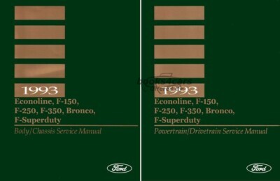 view cover of 1993 Shop Service Repair Manual 2-Volume Set by Ford for F-Series Pickup Truck F150 F250 F350 & Bronco F 150 250 350 Lightning Gas and Diesel ( non-Turbo)
