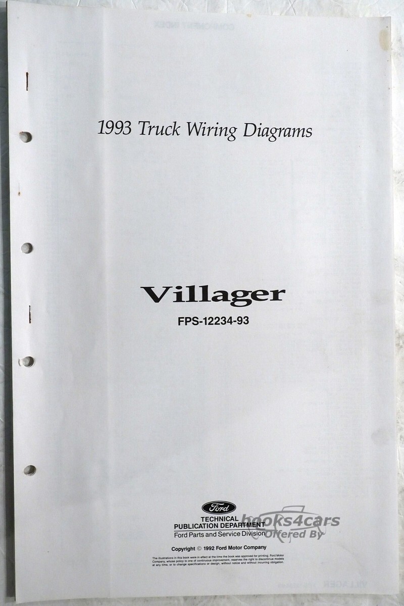 view cover of 1993 Villager Wiring Diagram By Ford