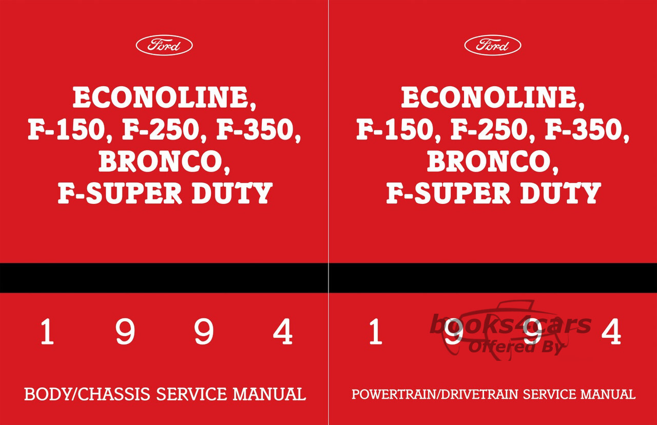 view cover of 1994 F150 F250 F350 Bronco & Econoline Van F53 Motorhome Truck Shop Service Repair Manual 2 vol set Powertrain Drivetrain and Body Chassis for F 150 250 & 350 by Ford on USB Thumb Drive