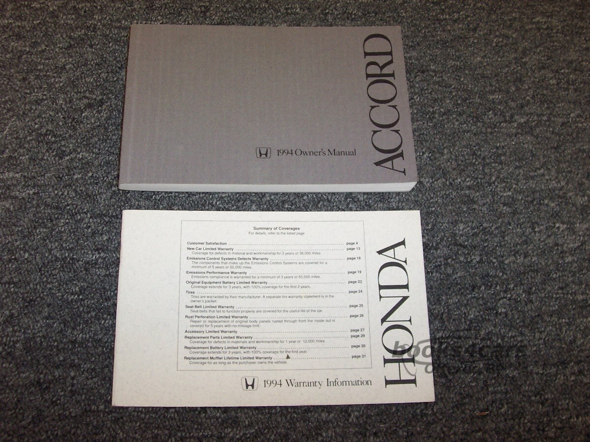 view cover of 1994 2 Door Accord Owner's Manual by Honda coupe