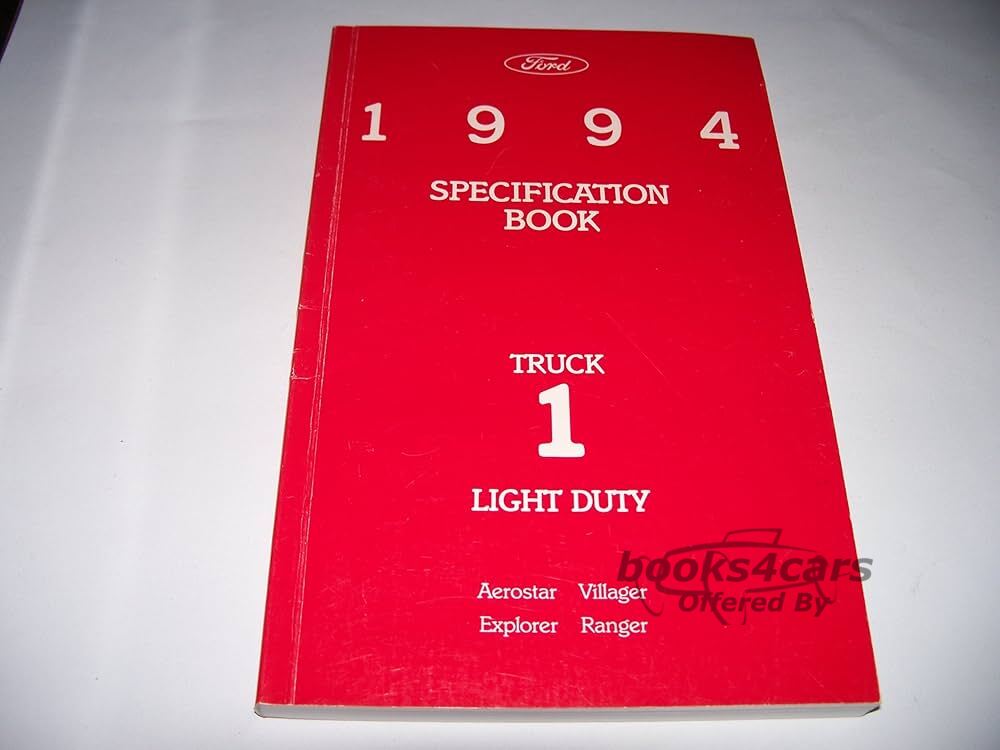 view cover of 1994 Light Truck 1 Specification Book for Aerostar Villager Explorer & Ranger by Ford