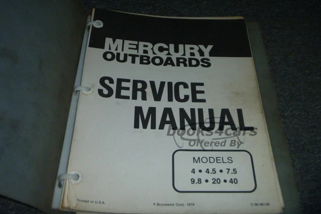 view cover of 1994 Shop Service Repair Manual for models: 4GNAT (2-Cyl.), 90cc Sailpower (1-Cyl.), 4 (1-Cyl.), 7.5, 9.8, 20 & 40 by Mercury Outboards