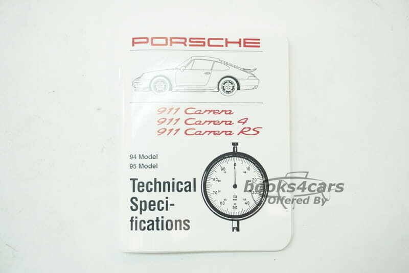 view cover of 1994-1995 Technical Specifications Manual by Porsche 911 Series