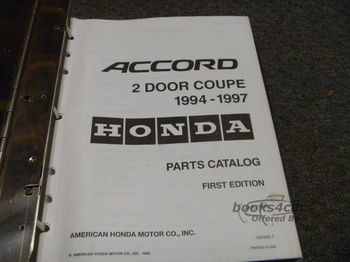 view cover of 1994-1997 Parts Manual by Honda for Accord 2 door Coupe