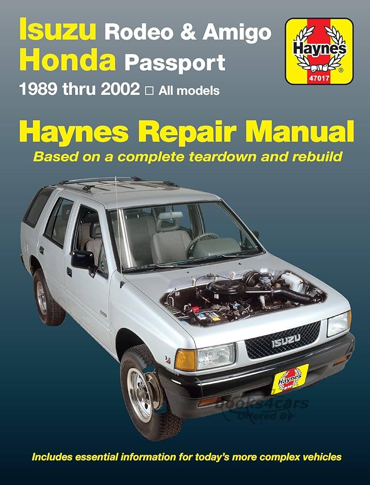 view cover of 1989-2002 Isuzu Amigo Rodeo Honda Passport SUV gas engine shop service repair manual by Haynes