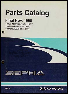 view cover of 1995-1997 Sephia Parts Catalog Manual by KIA