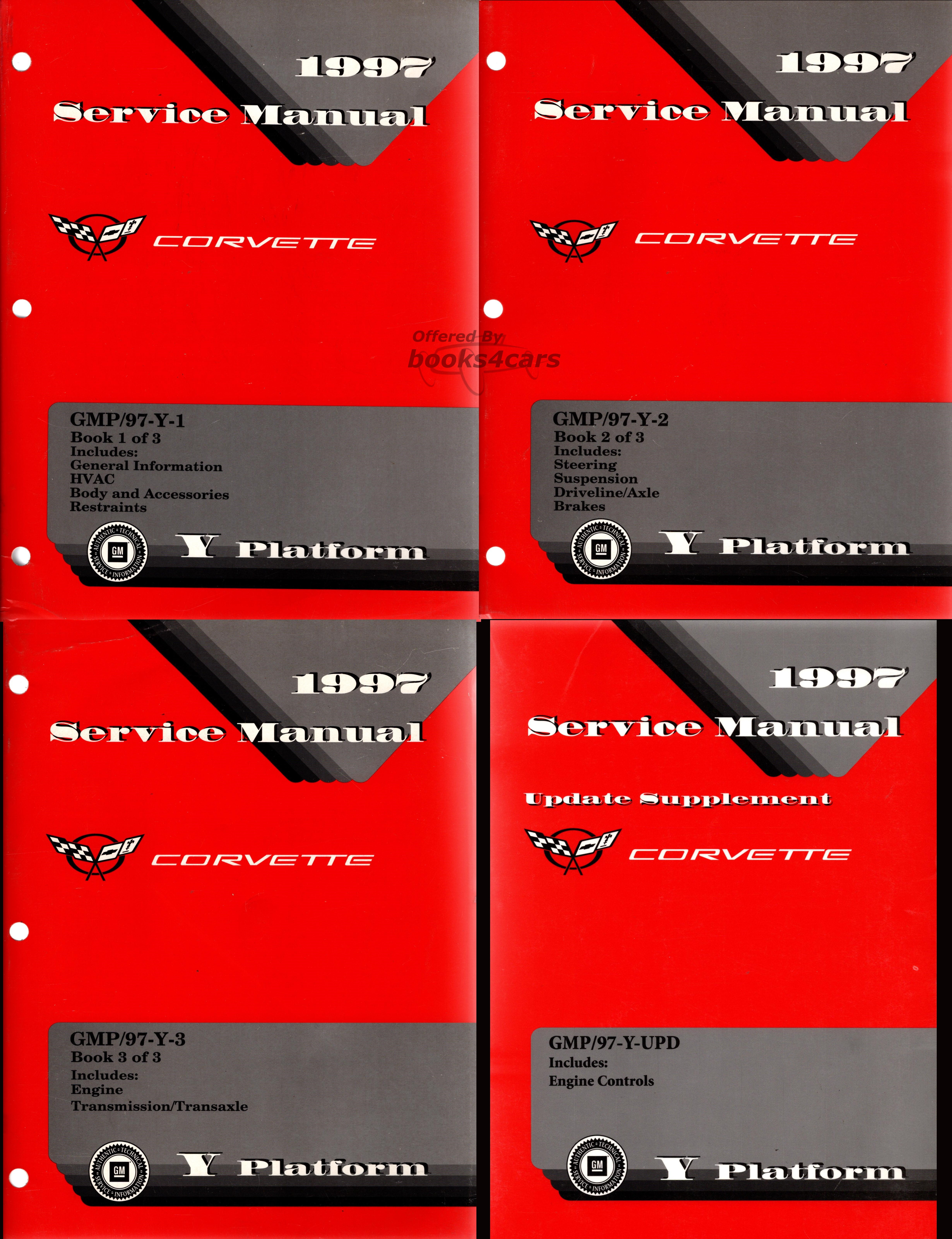 view cover of 1997 Corvette Shop Service Repair Manual 3-volume set PLUS Update Supplement covering Powertrain Control Module by Chevrolet