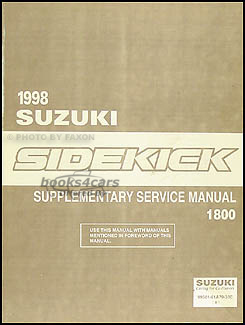 view cover of 1998 Sidekick 1800 Shop Service Repair Manual Supplement covering the 1800 by Suzuki