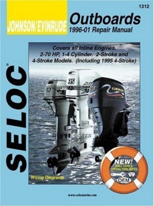 view cover of 1996-2001 Johnson Evinrude Outboards All Engines Covers all 2-70 Hp, 1 to 4 cylinder 2 & 4 stroke models includes fuel injection and jet drives Maintenance and Repair Manuals