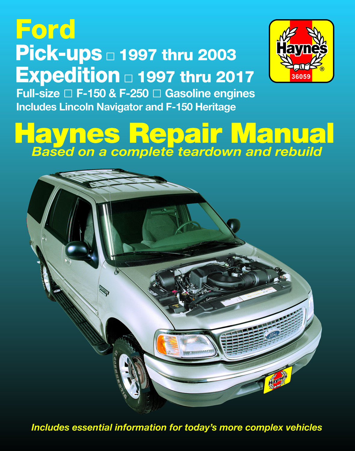 view cover of 1997-2003 Ford F150 F250 new style Pickups & F150 Heritage & 1997-2017 Expedition 98-17 Lincoln Navigator shop service repair manual 369 pgs by Haynes for gas engine models