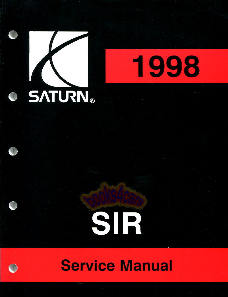 view cover of 1998 SIR Shop Service Repair Manual by Saturn (Supplemental Inflatable Restraint System)