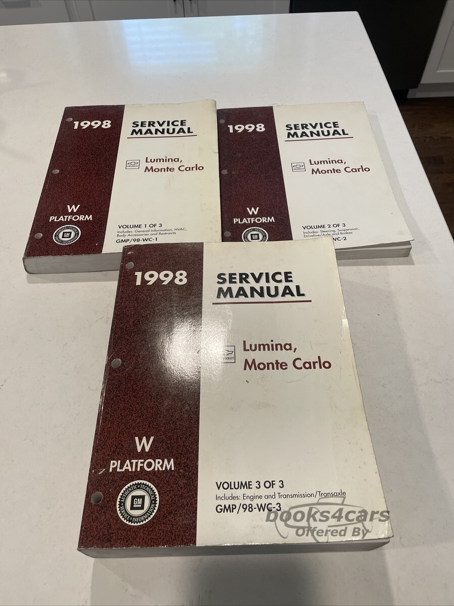 view cover of 1998 Lumina, Monte Carlo Service manual Vol #1 by Chevrolet. General info, HVAC, Body.