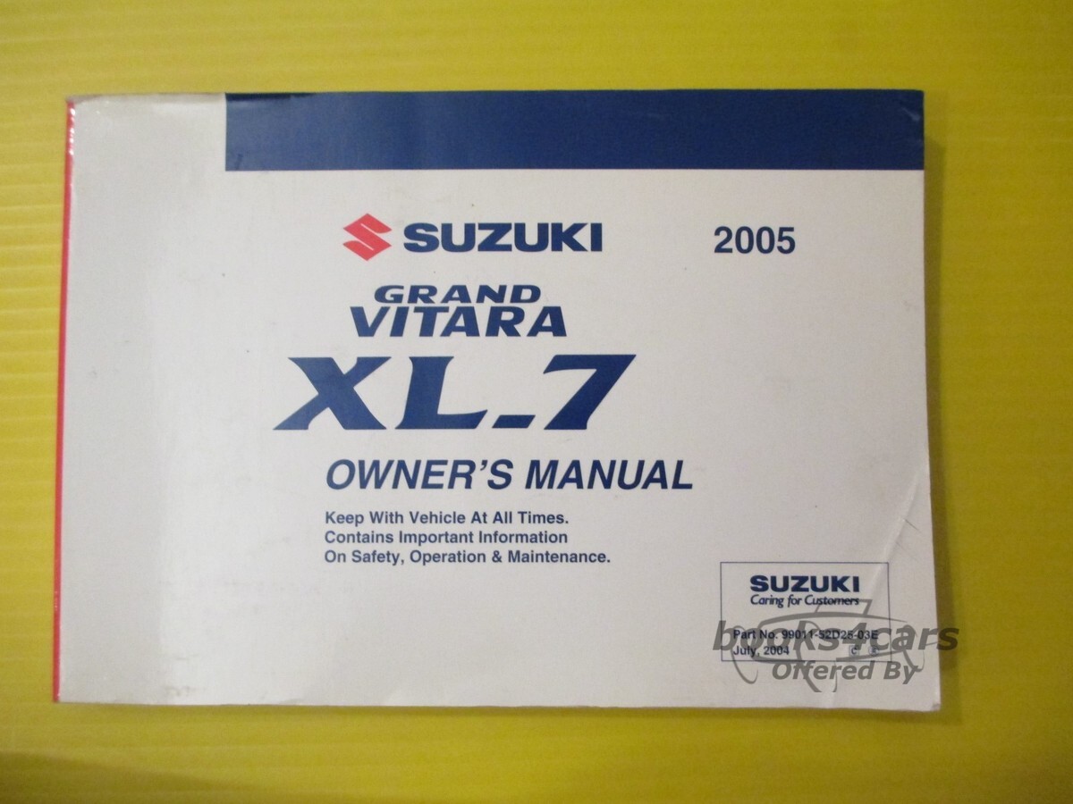 view cover of 2005 Suzuki Grand Vitara XL7 Owners Manual