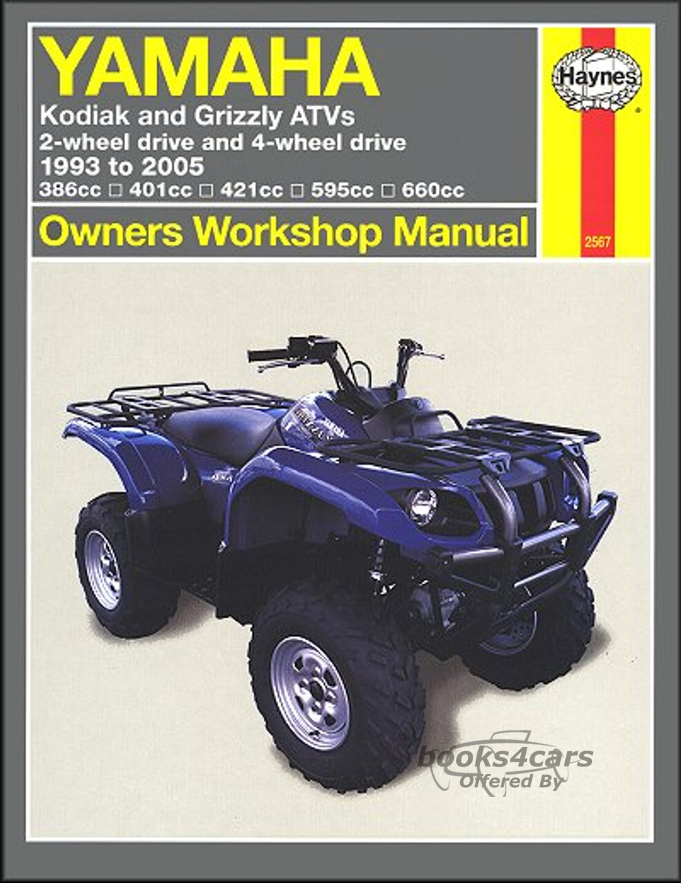 view cover of 1993-2005 Yamaha Kodiak Grizzly ATV Shop Service Repair Manual by Haynes with step by step repair procedures covering both 4WD & 2WD 386cc 401cc 421cc & 660cc