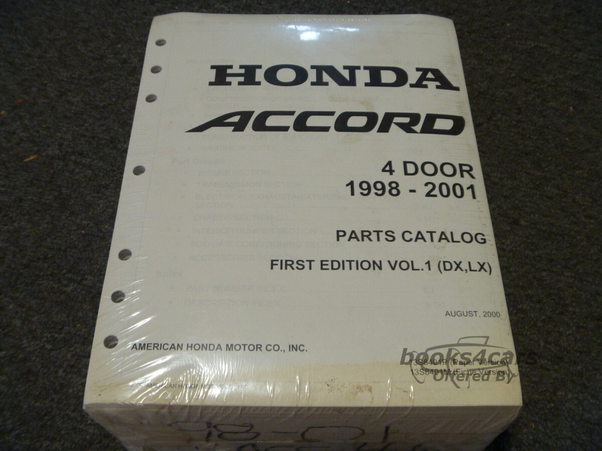 view cover of 1998-2001 Parts Manual for 4 door Accord Sedan by Honda