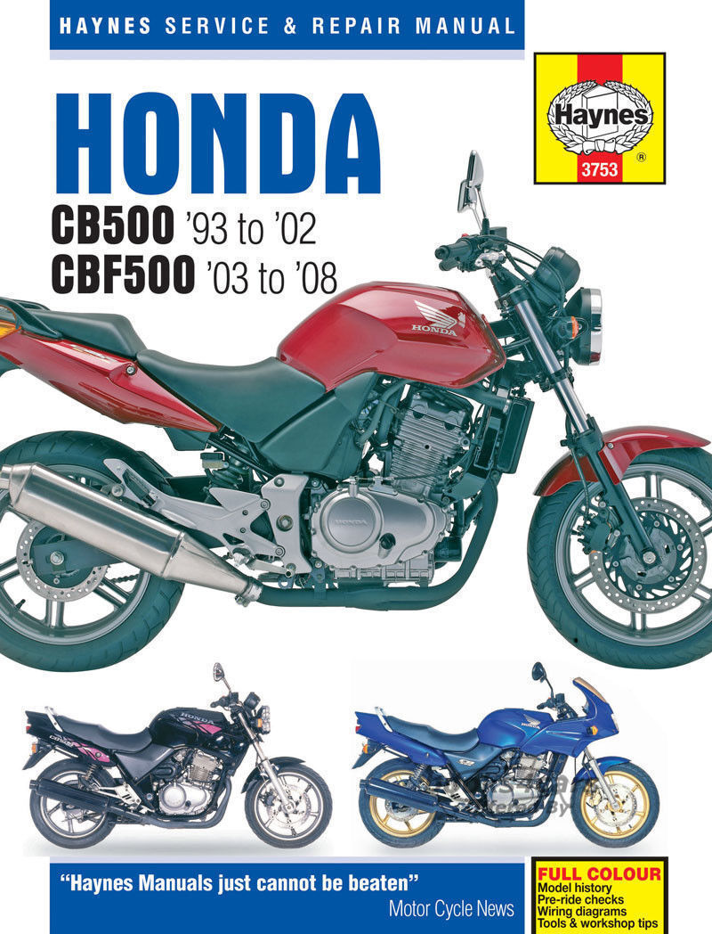 view cover of 1993-2008 Honda CB500 CBF500 Shop Service Repair Manual by Haynes for 93-02 CB500 and 03-08 CBF500