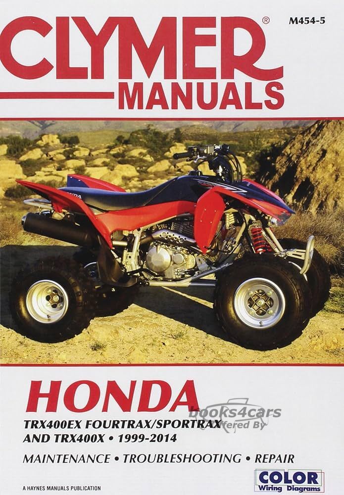 view cover of 1999-2014 Honda All Terrain ATV TRX400EX Fourtrax Sportrax Shop Service Repair Manual 352 pages by Clymer