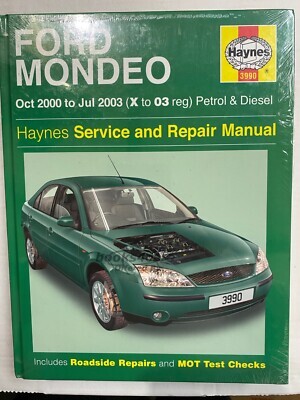 view cover of 2000-2003 Mondeo Shop Service Repair Manual by Haynes for Ford covering all gas & turbo diesel versions including 4 cyl & V6: 1798cc, 1999cc, 2544cc