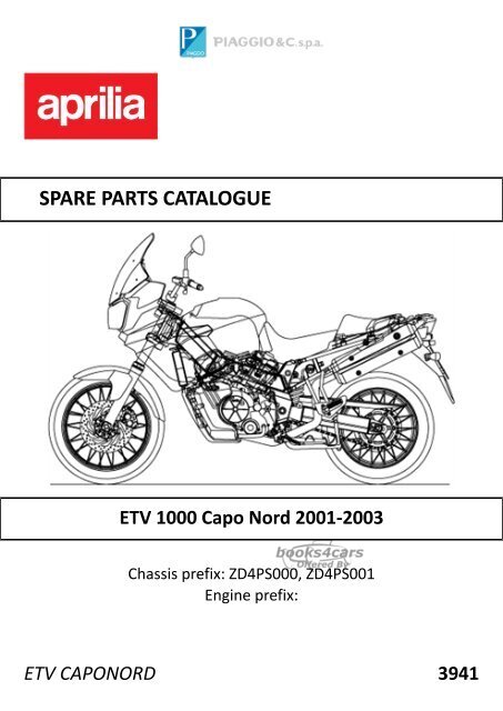 view cover of 2001-2002 Caponord parts manual by Aprilia