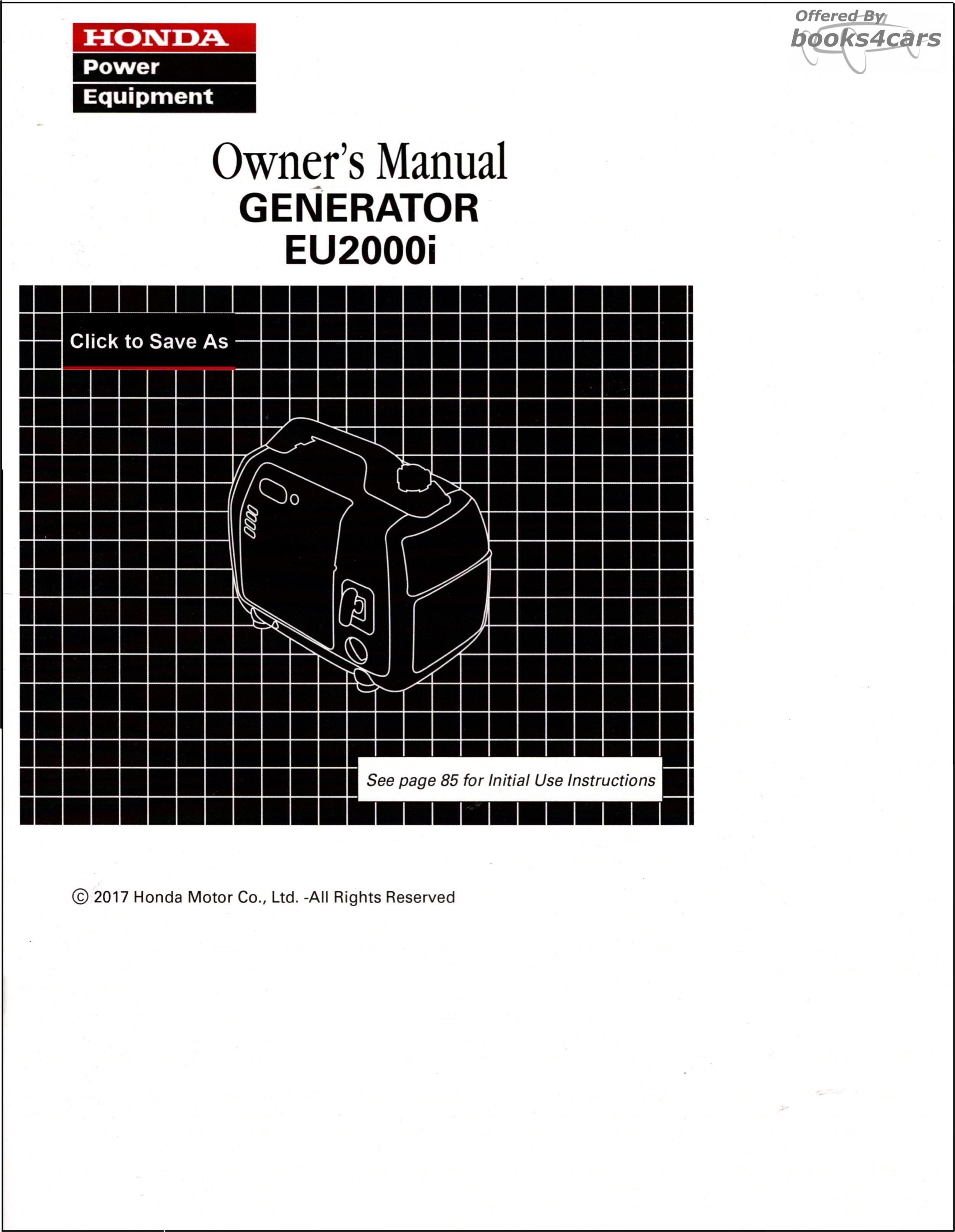 view cover of Honda Portable Generator Owners Manual for model EU2000i  75 pgs