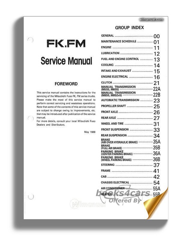 view cover of 2001 Mitsubishi Fuso Commercial Truck FK FM Group 13 Fuel and Engine Control Shop Service Repair Manual