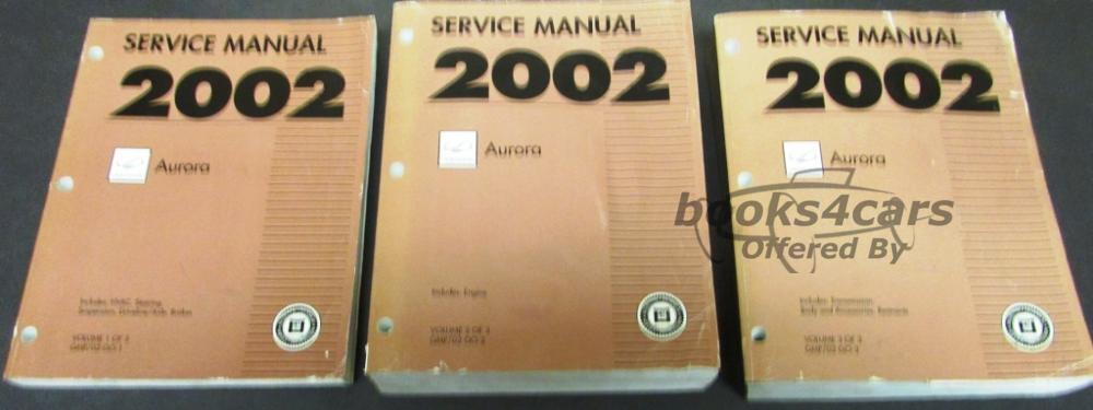 view cover of 2002 Aurora Shop Service Repair Manual by Oldsmobile 3 volume set