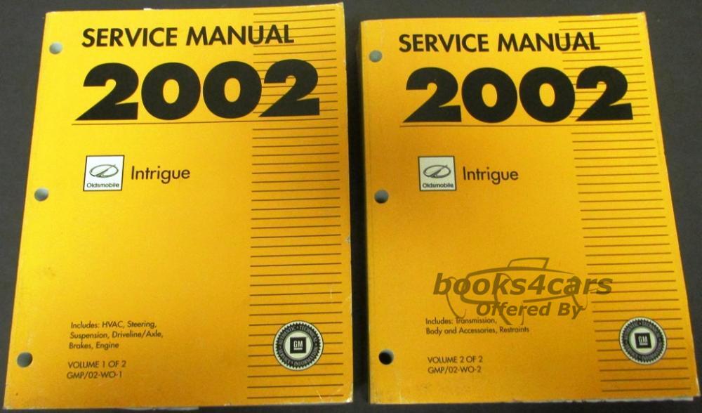 view cover of 2002 Intrigue Shop Service Repair Manual by Oldsmobile Set
