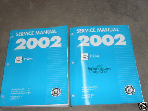 view cover of 2002 Prizm Shop Service Repair Manual by Geo Chevrolet