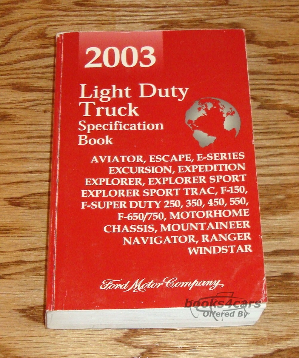 view cover of 2003 Light Duty Truck Specification Book by Ford