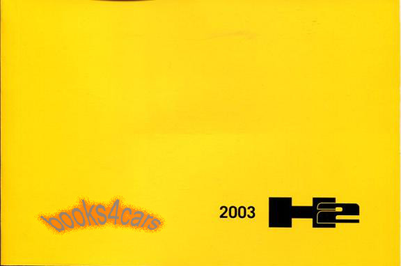 view cover of 2003 H2 Owners Manual by Hummer