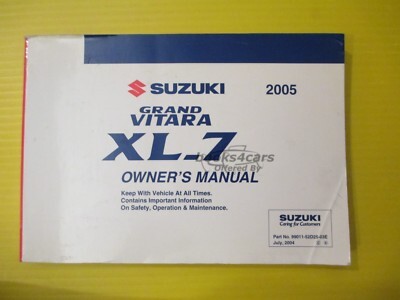 view cover of 2005 Grand Vitara XL7 Owner's Manual by Suzuki for XL-7