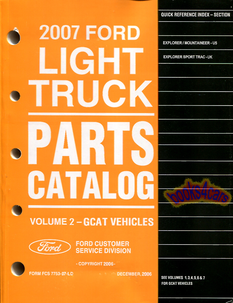 view cover of 2006-2007 Parts Manual by Ford & Mercury for all 2007 Explorer Mountaineer & Sport Trac