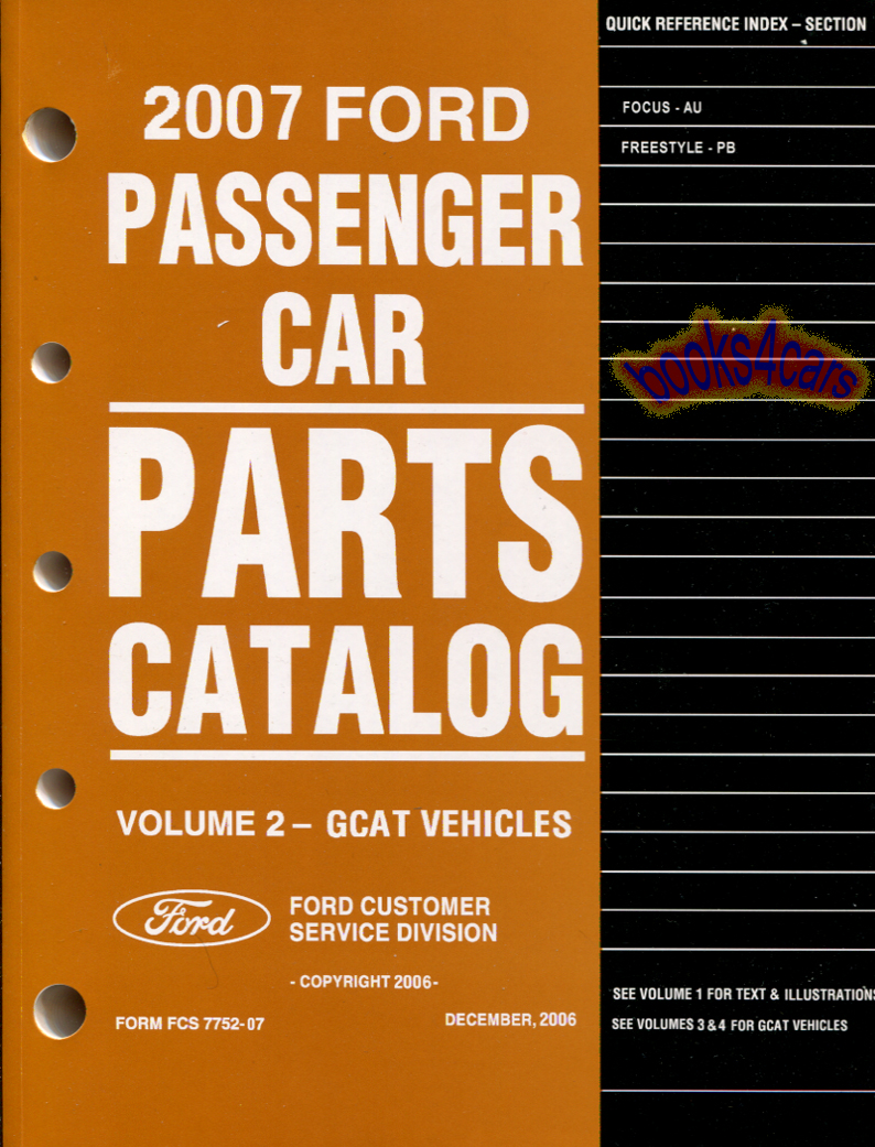 view cover of 2007 Focus & Freestyle Parts Manual by Ford