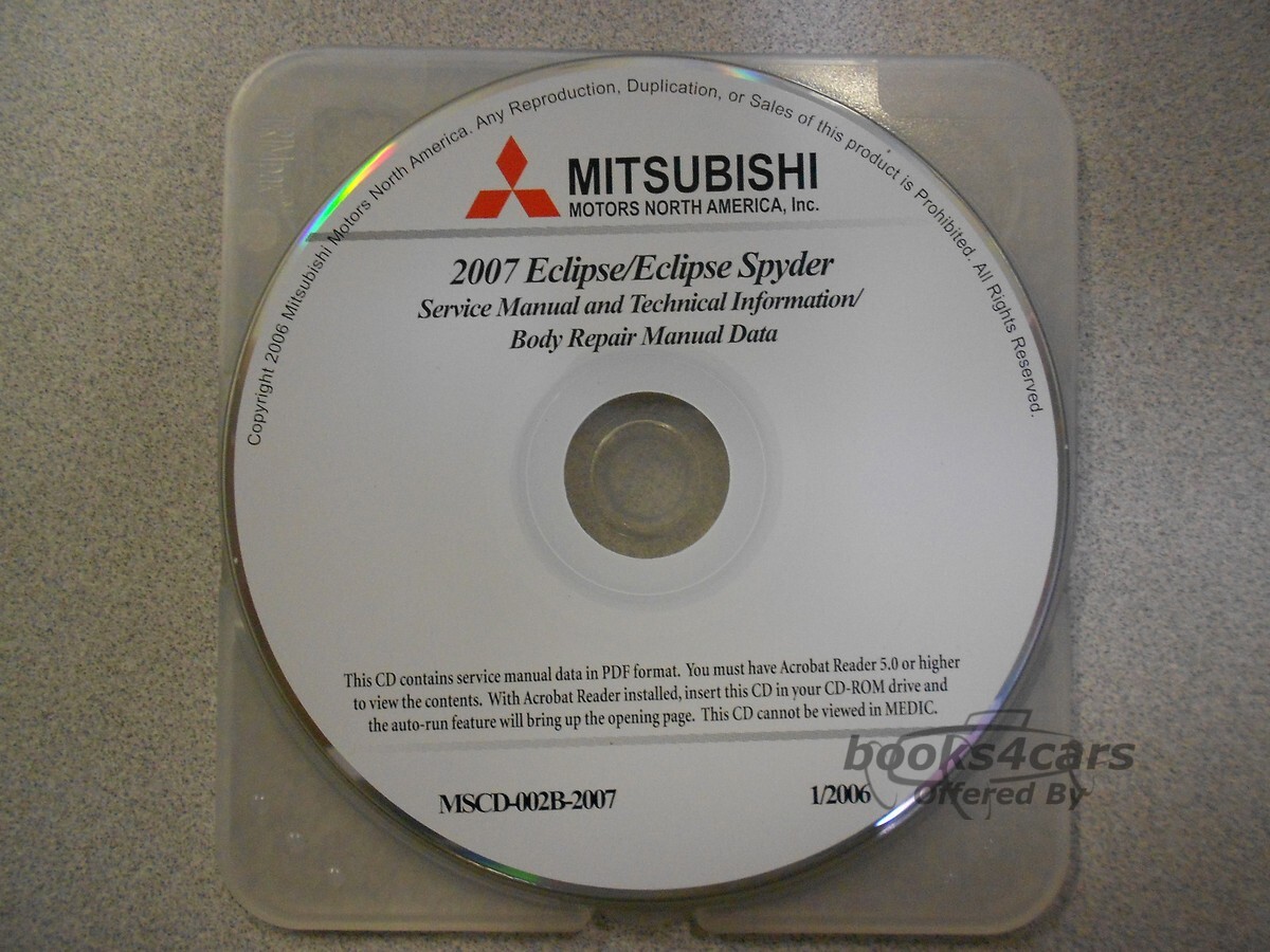 View cover of 2007 Eclipse and Eclipse Spyder Shop Service Repair Manual on CD by Mitsubishi