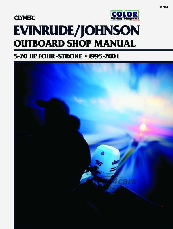 view cover of 1995-2001 Evinrude Johnson 5-70 HP Four Stroke Outboard Motors Marine Shop Service Repair Manual by Clymer including Wiring Diagrams