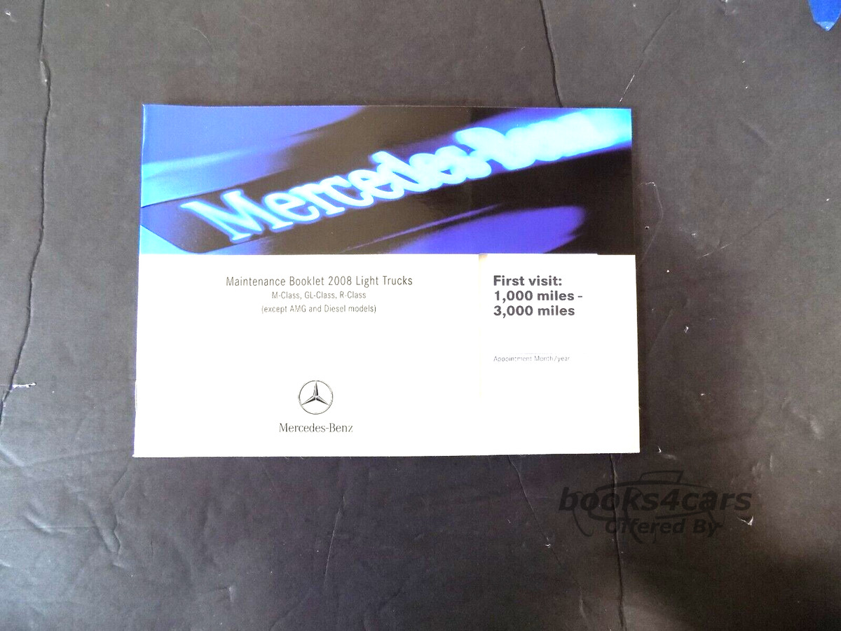 view cover of 2008 Maintenance Booklet for M-Class GL-Class and R-Class Light Truck Models by Mercedes-Benz (Does not include AMG or Diesel Models).