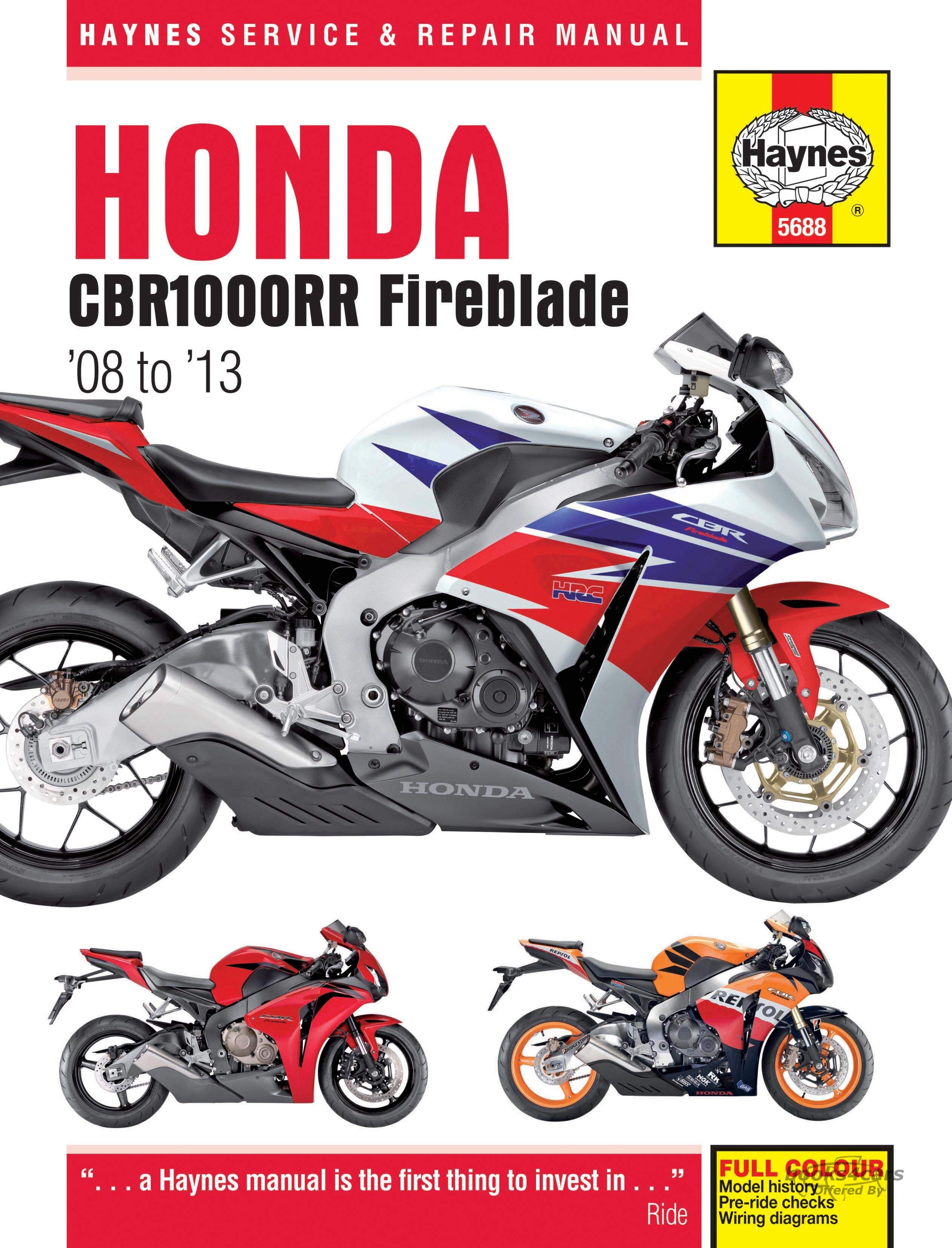 view cover of 2008-2013 Honda CBR1000RR Fireblade Shop Service Repair Manual by Haynes for CBR 1000RR